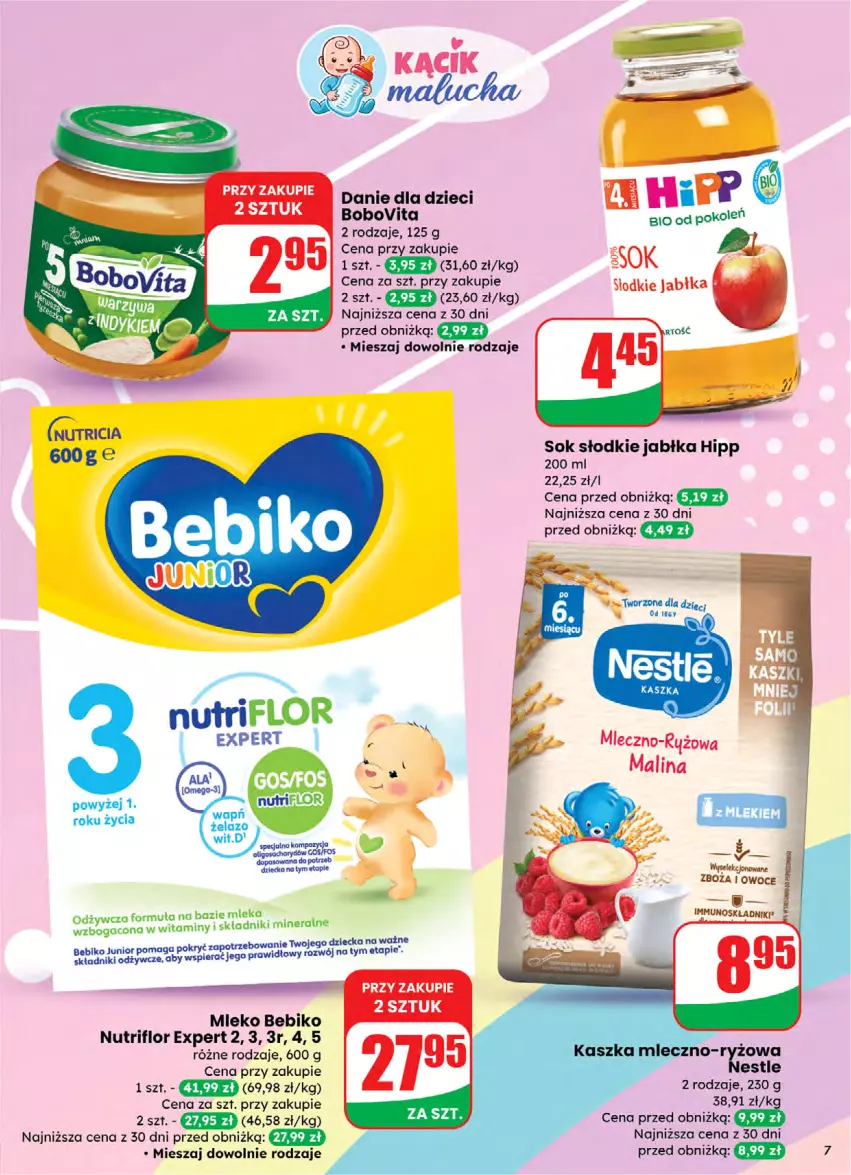 Gazetka promocyjna Dino - Gazetka 05 / 2026 - ważna 28.01 do 03.02.2026 - strona 7 - produkty: Bebiko, BoboVita, Danie dla dzieci, Dzieci, HiPP, Jabłka, Owoce, Ryż, Sok
