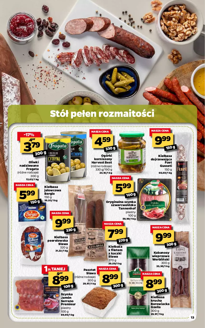 Gazetka promocyjna Netto - Gazetka spożywcza - ważna 29.03 do 03.04.2021 - strona 13 - produkty: Gin, Jamón serrano, Kabanos, Kiełbasa, Kiełbasa krucha, Korniszony, Oliwki, Pasztet, Ser, Stół, Szynka