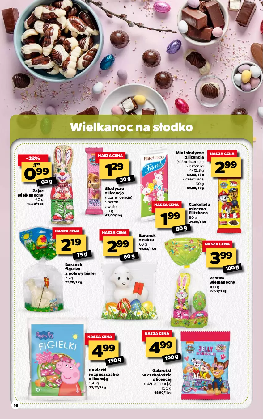 Gazetka promocyjna Netto - Gazetka spożywcza - ważna 29.03 do 03.04.2021 - strona 16 - produkty: Baton, Cukier, Cukierki, Czekolada, Czekolada mleczna, Gala, Galaretki, Tonik