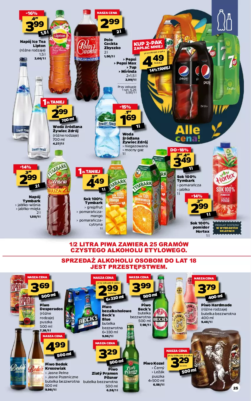 Gazetka promocyjna Netto - Gazetka spożywcza - ważna 29.03 do 03.04.2021 - strona 25 - produkty: 7up, Desperados, Gra, Grejpfrut, Hortex, Ice tea, Kozel, LANA, Lipton, Mango, Mięta, Mirinda, Napój, Pepsi, Pepsi max, Piwa, Piwo, Sok, Tymbark, Woda