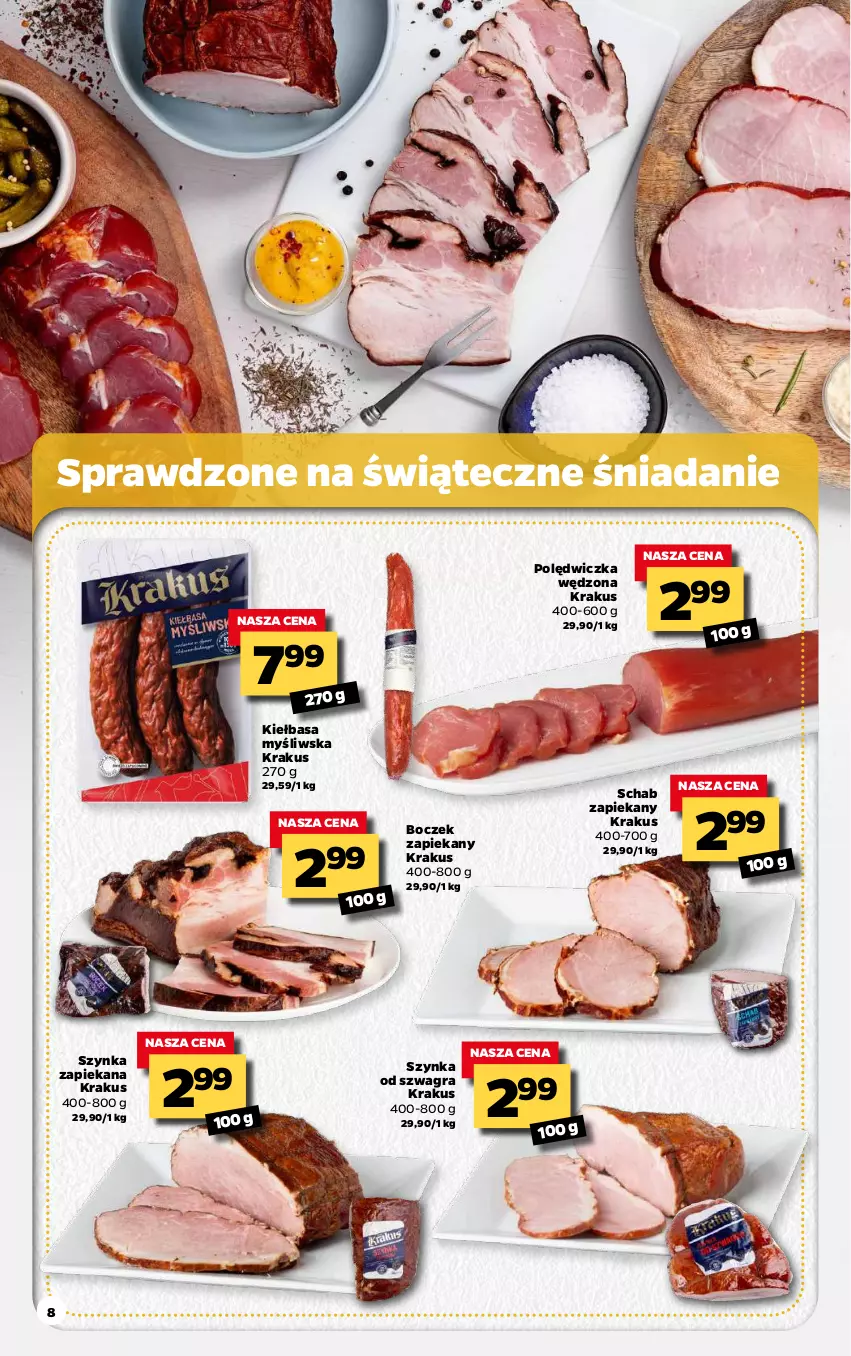 Gazetka promocyjna Netto - Gazetka spożywcza - ważna 29.03 do 03.04.2021 - strona 8 - produkty: Boczek, Gra, Kiełbasa, Krakus, Szynka