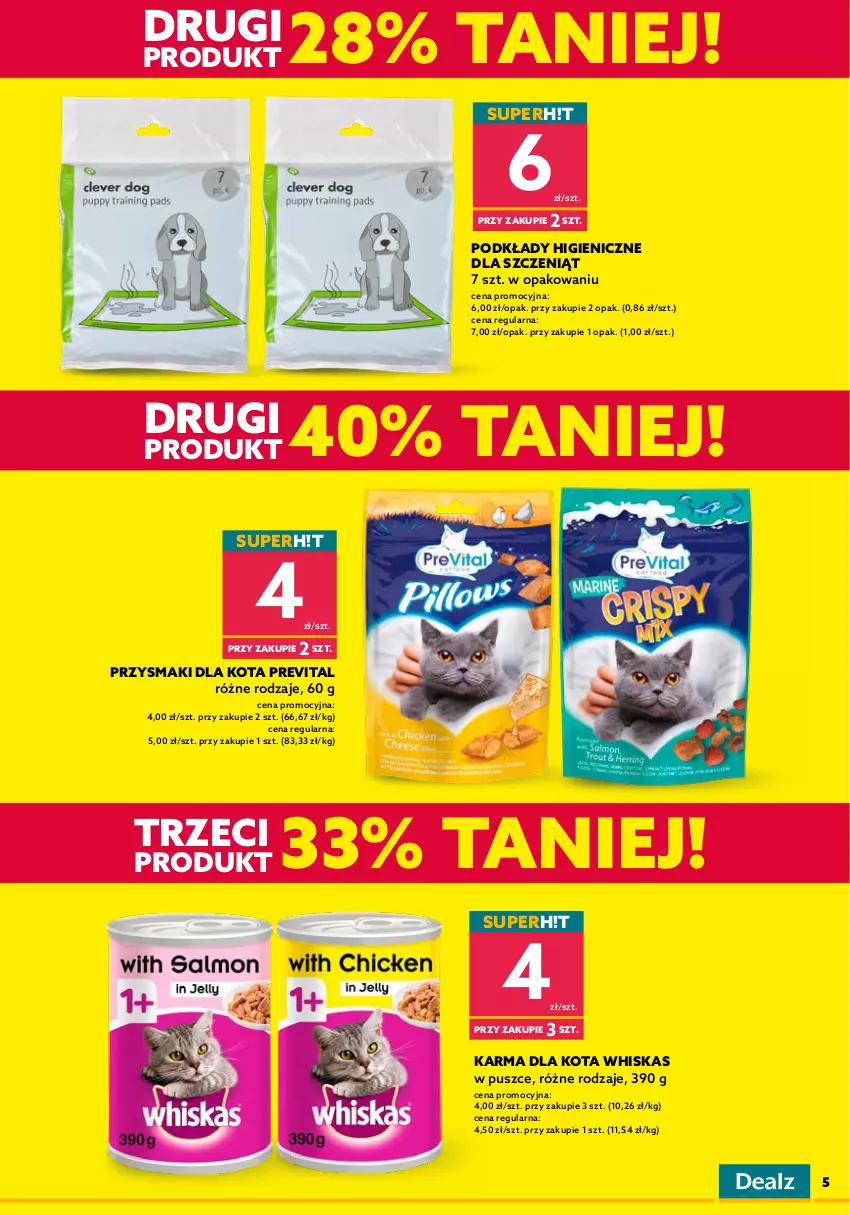 Gazetka promocyjna Dealz - ❗ SETKI PRODUKTÓW TANIEJ❗ - ważna 01.07 do 04.07.2022 - strona 5 - produkty: Aquafresh, Chusteczki, Olej, Pasta do zębów, Podkład, Przysmaki, Pur, Whiskas