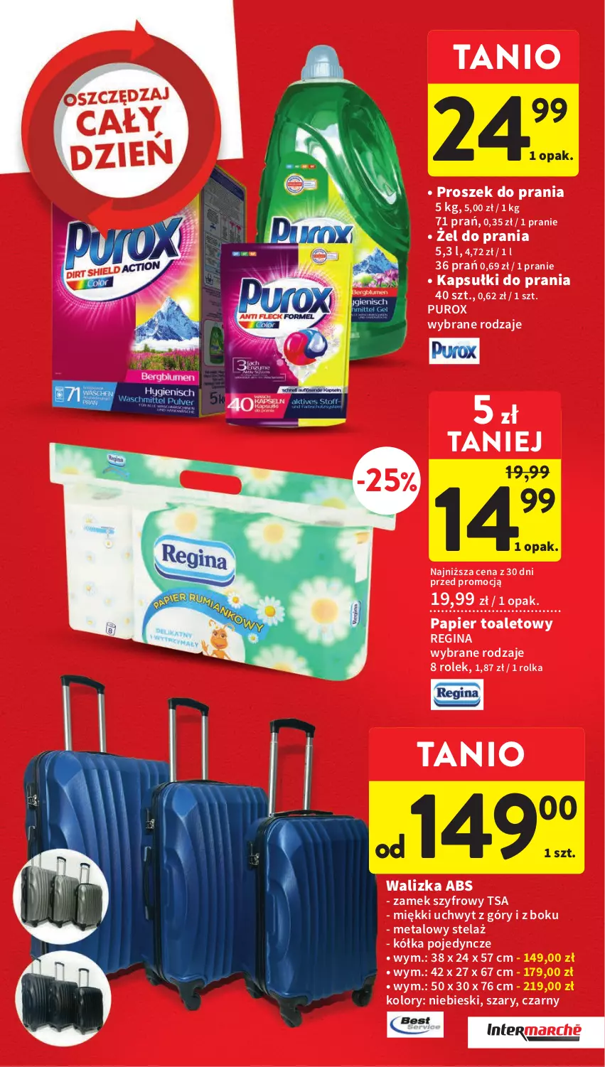 Gazetka promocyjna Intermarche - Gazetka Intermarche - ważna 25.05 do 31.05.2023 - strona 11 - produkty: Gin, Kapsułki do prania, Papier, Papier toaletowy, Proszek do prania, Pur, Walizka