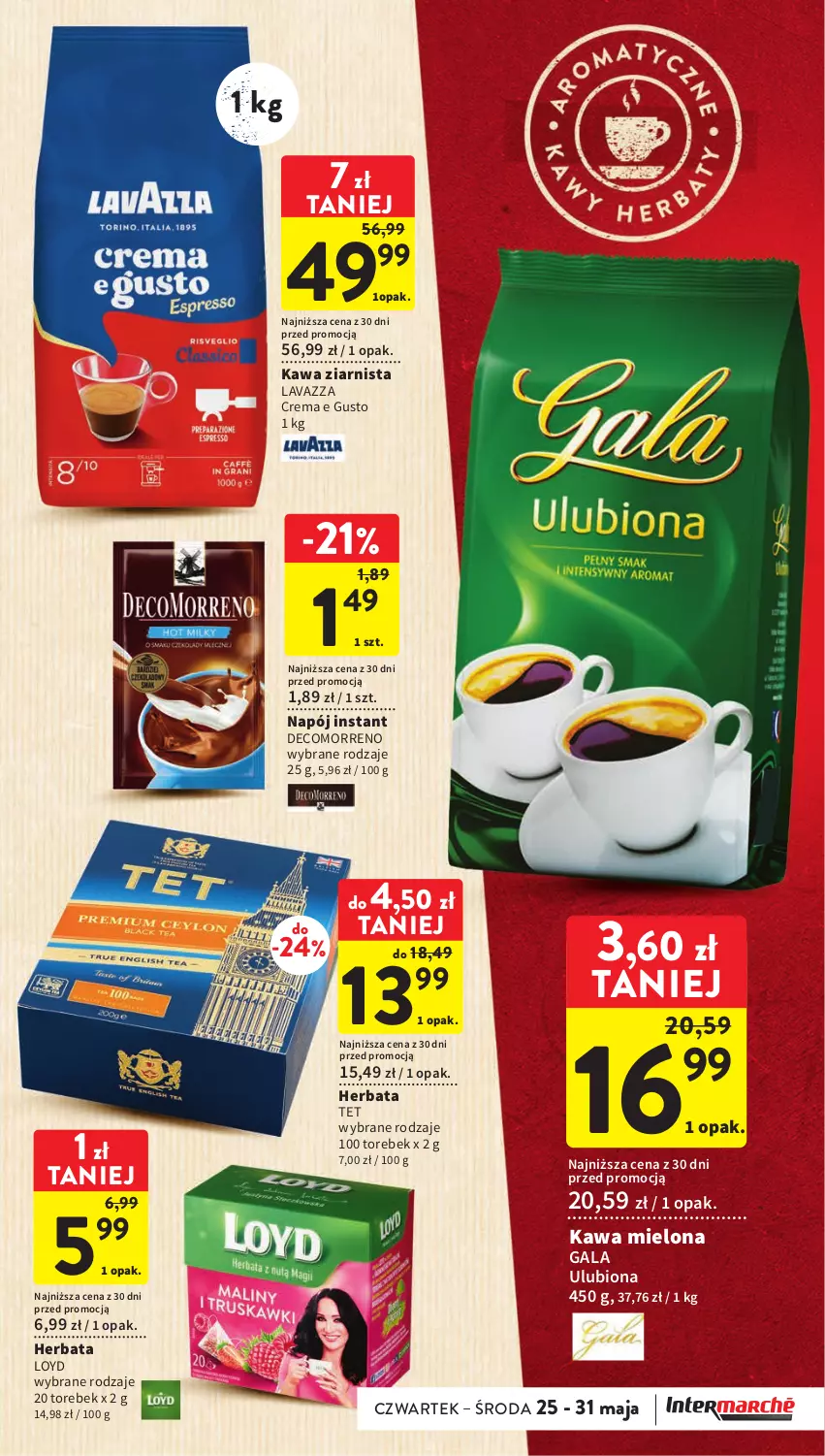 Gazetka promocyjna Intermarche - Gazetka Intermarche - ważna 25.05 do 31.05.2023 - strona 29 - produkty: Gala, Herbata, Kawa, Kawa mielona, Kawa ziarnista, Lavazza, Loyd, Napój