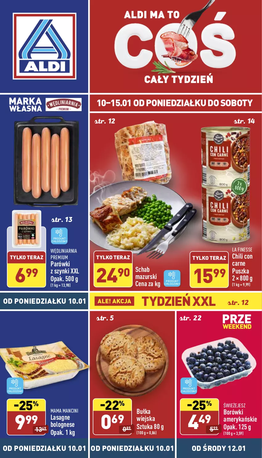 Gazetka promocyjna Aldi - Katalog spożywczy - ważna 10.01 do 15.01.2022 - strona 1 - produkty: Bułka, Lasagne, Lasagne bolognese, Parówki, Parówki z szynki, Tera