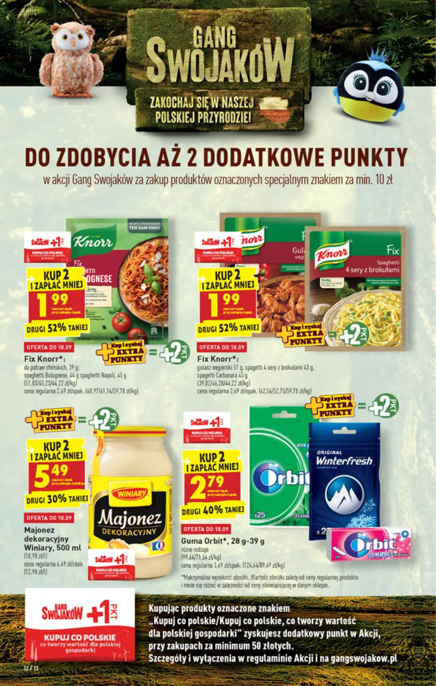 Gazetka promocyjna Biedronka - W tym tygodniu - ważna 16.09 do 22.09.2021 - strona 12 - produkty: Knorr, Majonez, Orbit, Ser, Spaghetti, Winiary