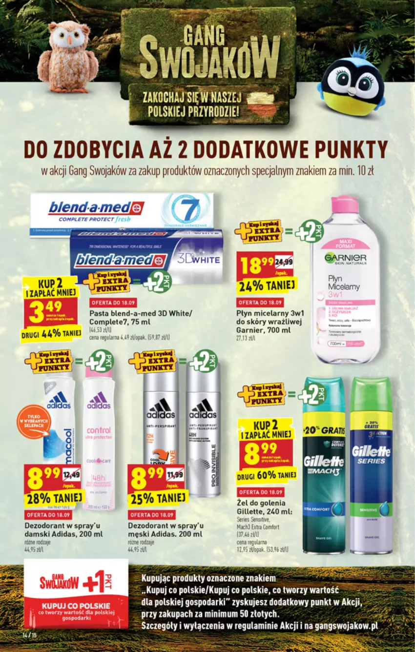 Gazetka promocyjna Biedronka - W tym tygodniu - ważna 16.09 do 22.09.2021 - strona 14 - produkty: Adidas, Blend-a-Med, Dezodorant, Garnier, Gillette, Płyn micelarny