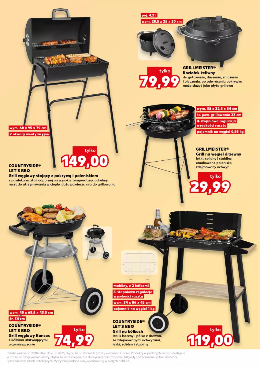 Gazetka promocyjna Kaufland - Kaufland - ważna 29.04 do 06.05.2026 - strona 21 - produkty: Grill, Koc, Palenisko, Piec, Płyta, Półka, Por, Sok, Stolik, Węgiel drzewny