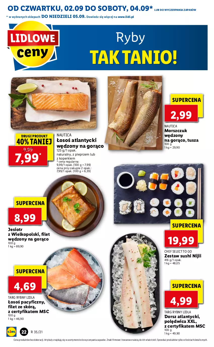 Gazetka promocyjna Lidl - GAZETKA - ważna 02.09 do 05.09.2021 - strona 22 - produkty: Dorsz, Pieprz, Polędwica, Sushi, Tusz