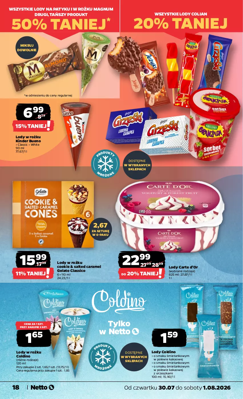 Gazetka promocyjna Netto - Od Czwartku - ważna 30.07 do 01.08.2026 - strona 18 - produkty: Kakao, Kinder, Kinder Bueno, Lody