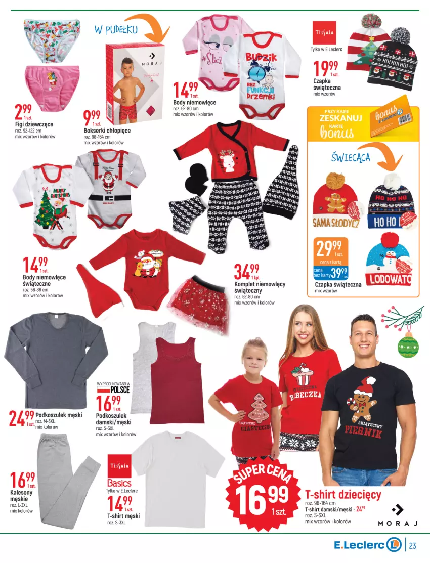 Gazetka promocyjna E Leclerc - ważna 22.11 do 03.12.2022 - strona 23 - produkty: Body, Bokserki, Czapka, Figi, Kalesony, Kosz, Podkoszulek, Ser, Sony, T-shirt