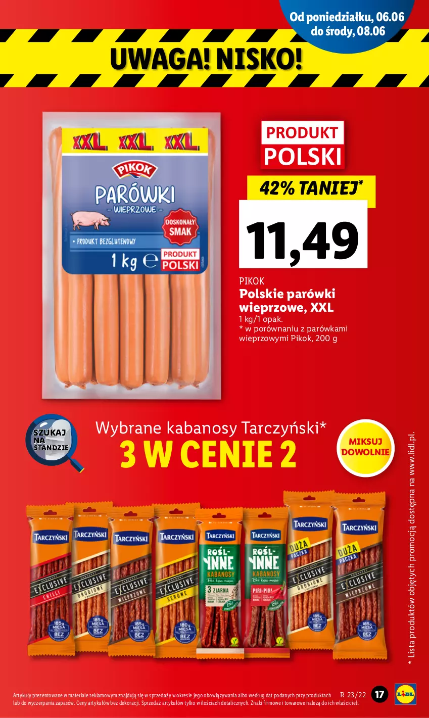 Gazetka promocyjna Lidl - GAZETKA - ważna 06.06 do 08.06.2022 - strona 17 - produkty: Kabanos, Parówki, PIKOK, Por, Tarczyński, Waga
