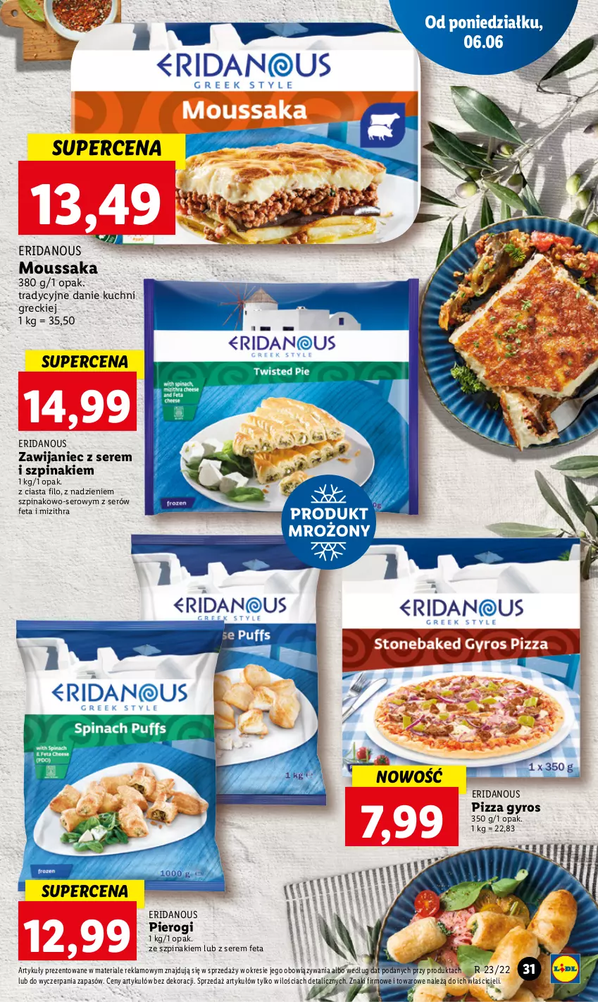 Gazetka promocyjna Lidl - GAZETKA - ważna 06.06 do 08.06.2022 - strona 31 - produkty: Feta, Gyros, Pierogi, Pizza, Ser, Szpinak