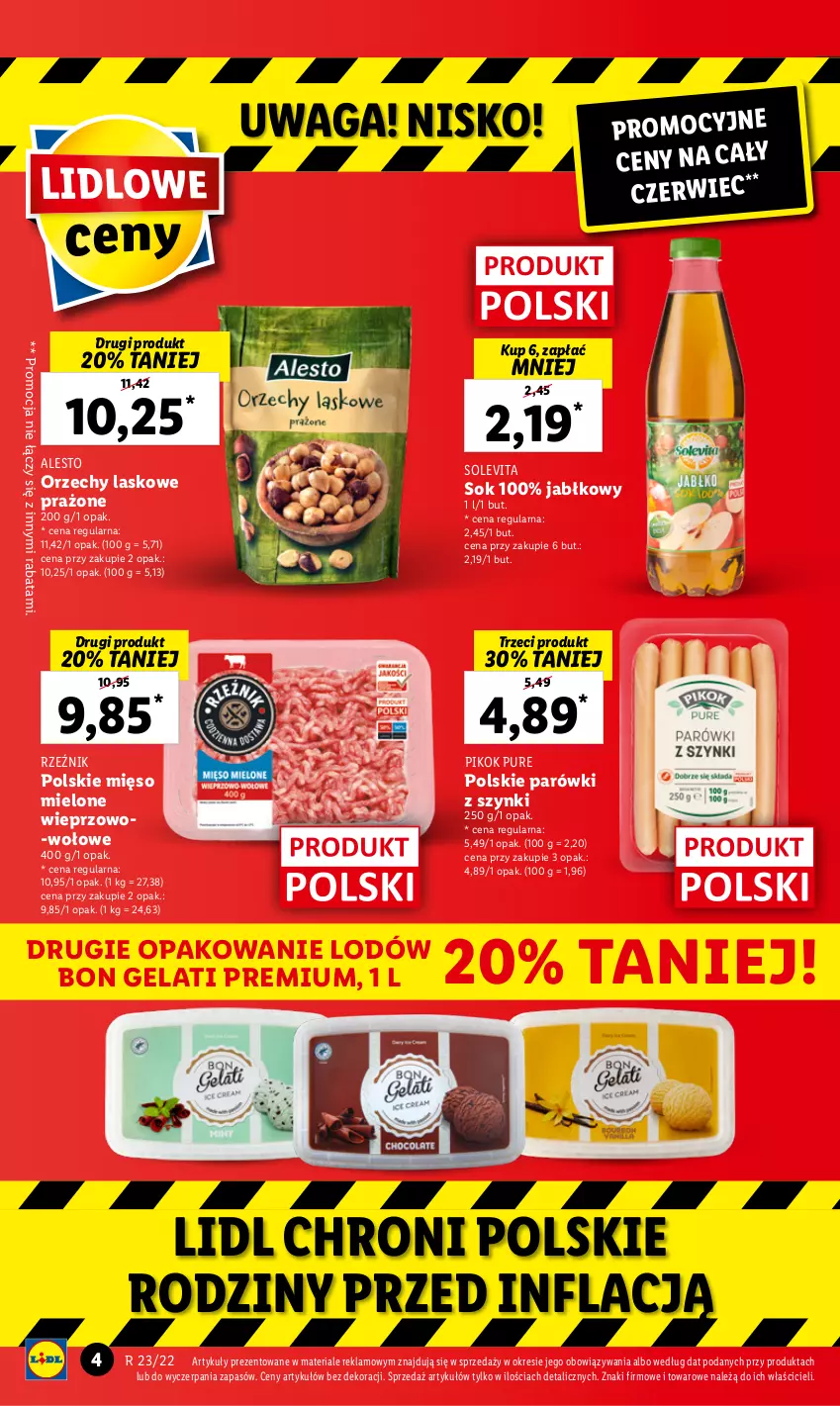 Gazetka promocyjna Lidl - GAZETKA - ważna 06.06 do 08.06.2022 - strona 4 - produkty: Mięso, Mięso mielone, Parówki, Parówki z szynki, PIKOK, Pur, Sok, Waga