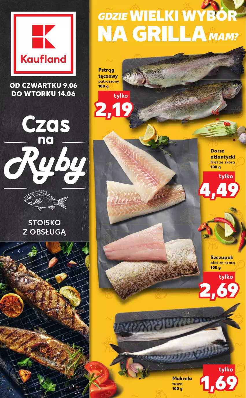 Gazetka promocyjna Kaufland - RYBY - ważna 09.06 do 14.06.2022 - strona 1 - produkty: Dorsz, Grill, Pstrąg, Pstrąg tęczowy, Tusz, Zupa