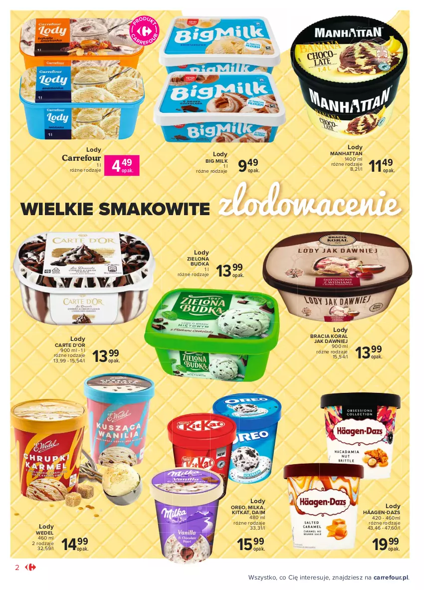 Gazetka promocyjna Carrefour - Gazetka Wielki wybór lodów - ważna 24.05 do 30.06.2021 - strona 2 - produkty: Big Milk, Lody, Milka, Oreo, Zielona Budka