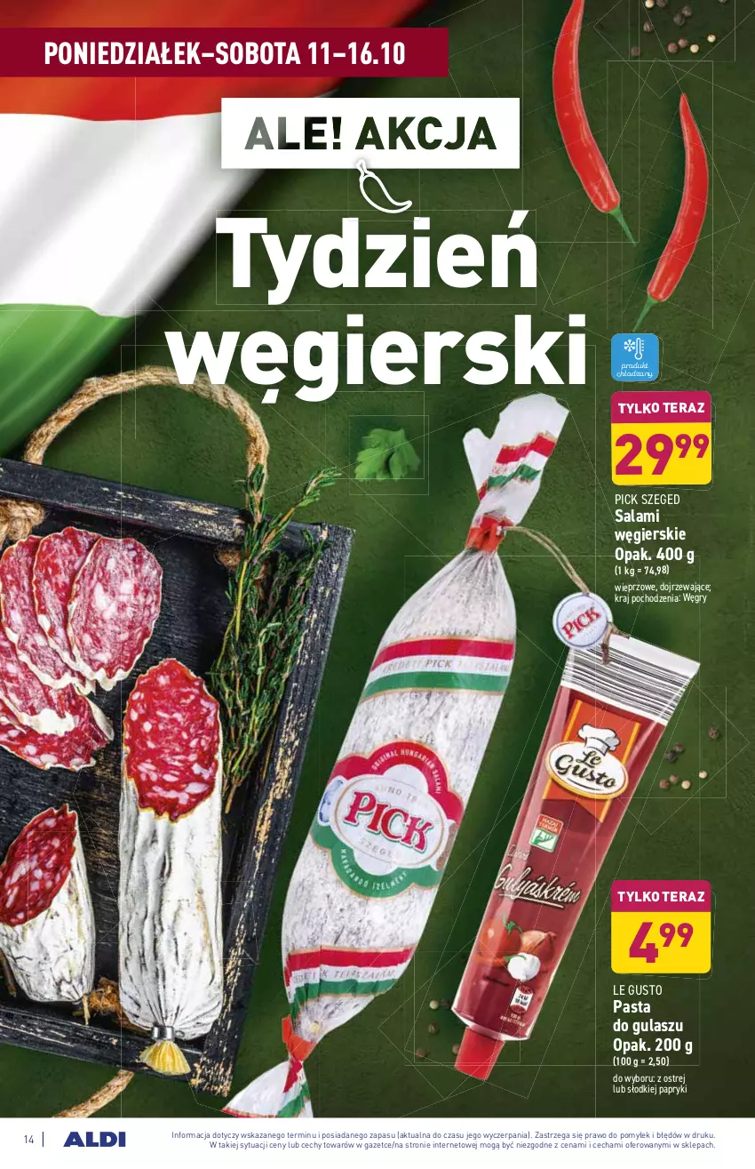 Gazetka promocyjna Aldi - Katalog spożywczy - ważna 11.10 do 16.10.2021 - strona 14 - produkty: Gry, Salami, Tera