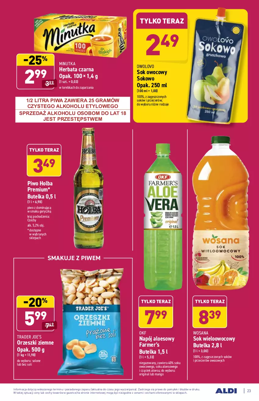 Gazetka promocyjna Aldi - Katalog spożywczy - ważna 11.10 do 16.10.2021 - strona 23 - produkty: Fa, Gin, Gra, Herbata, Herbata czarna, Mango, Napój, Orzeszki, Orzeszki ziemne, Piwa, Piwo, Sok, Stek, Tera, Torebka, Wosana