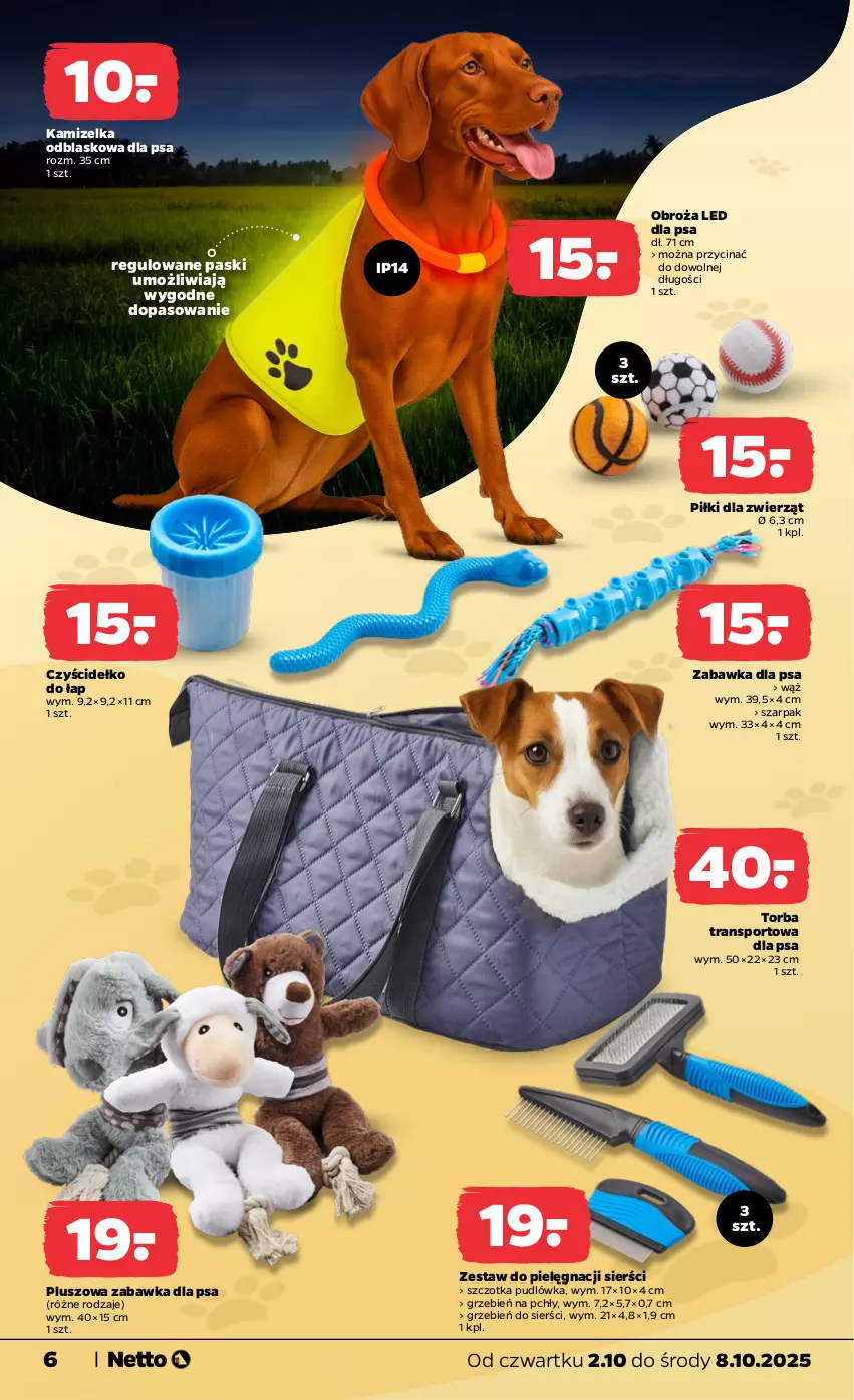 Gazetka promocyjna Netto - Od Czwartku Przemysłowa - ważna 02.10 do 08.10.2025 - strona 6 - produkty: Kamizelka, Kamizelka odblaskowa, Por, Sport, Szczotka, Torba, Tran, Zabawka