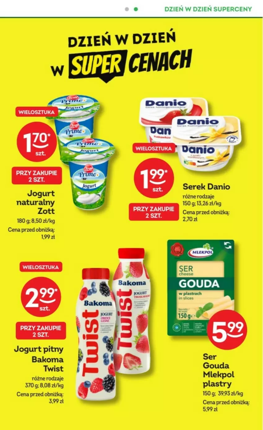 Gazetka promocyjna Żabka - ważna 17.01 do 30.01.2024 - strona 31 - produkty: Bakoma, Danio, Gouda, Jogurt, Jogurt naturalny, Jogurt pitny, Ser, Serek, Zott