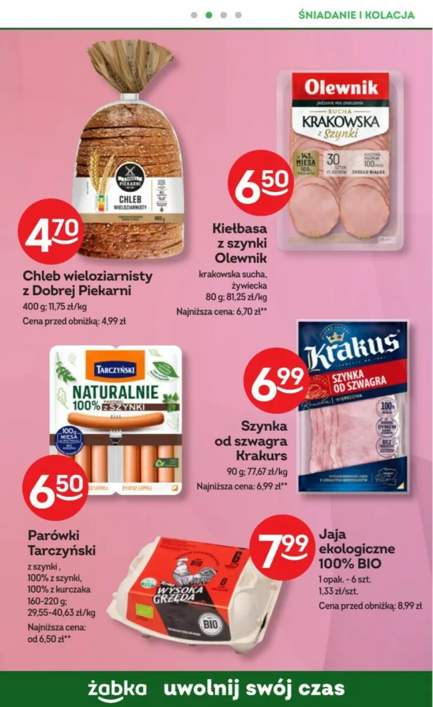 Gazetka promocyjna Żabka - ważna 17.01 do 30.01.2024 - strona 36 - produkty: Chleb, Chleb wieloziarnisty, Gra, Jaja, Kiełbasa, Olewnik, Parówki, Szynka, Tarczyński