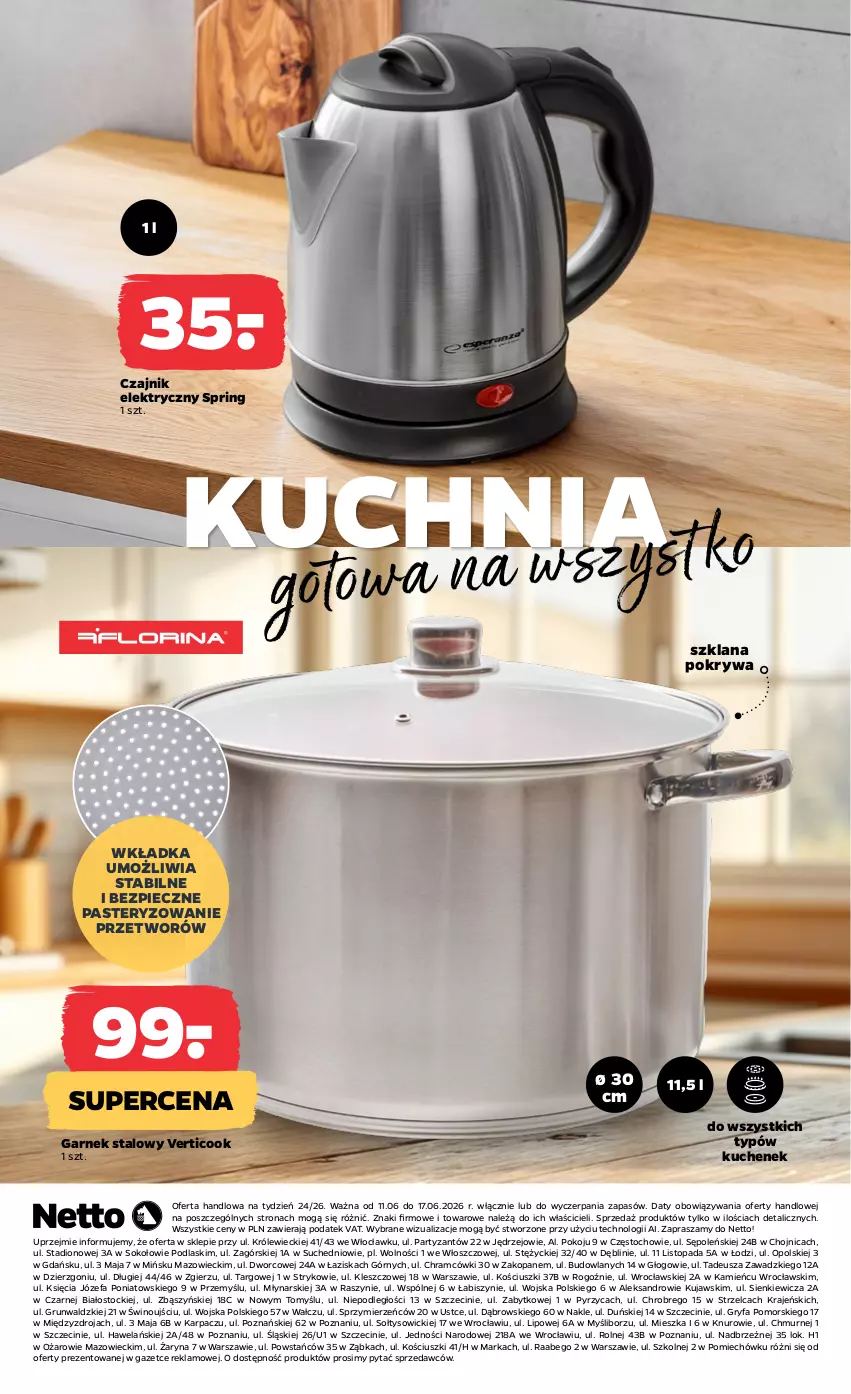 Gazetka promocyjna Netto - Od Czwartku - ważna 11.06 do 17.06.2026 - strona 8 - produkty: Czajnik, Czajnik elektryczny, Fa, Garnek, Gry, Karp, Kuchnia, Kujawski, LANA, Piec, Podlaski, Pokrywa, Sok, Stock, Top, Wino