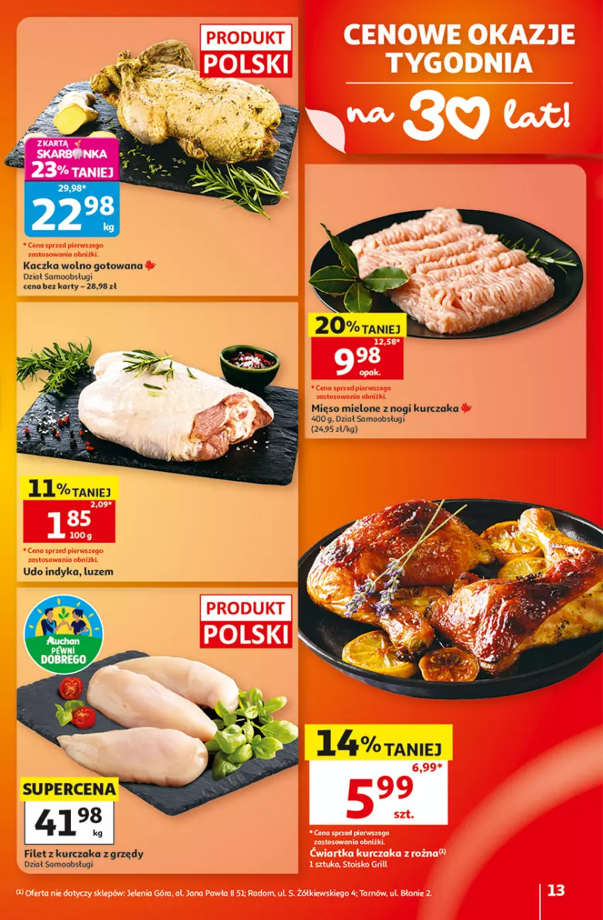 Gazetka promocyjna Auchan - 30 Lat Hipermarket - ważna 01.10 do 07.10.2026 - strona 13 - produkty: Kaczka, Kurczak, Mięso, Mięso mielone