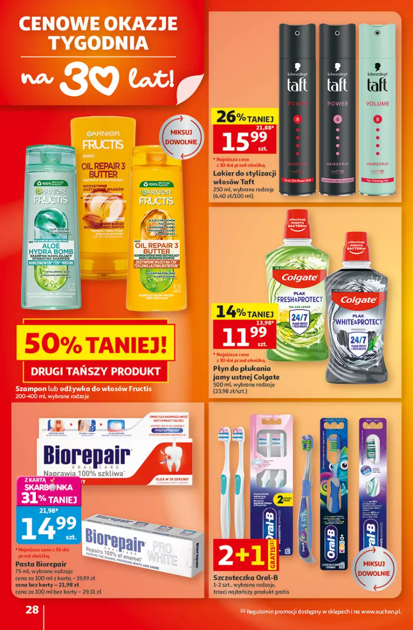 Gazetka promocyjna Auchan - 30 Lat Hipermarket - ważna 01.10 do 07.10.2026 - strona 28 - produkty: Biorepair, Colgate, Gra, Koc, Lakier, LG, Płyn do płukania, Płyn do płukania jamy ustnej, Szczoteczka, Taft