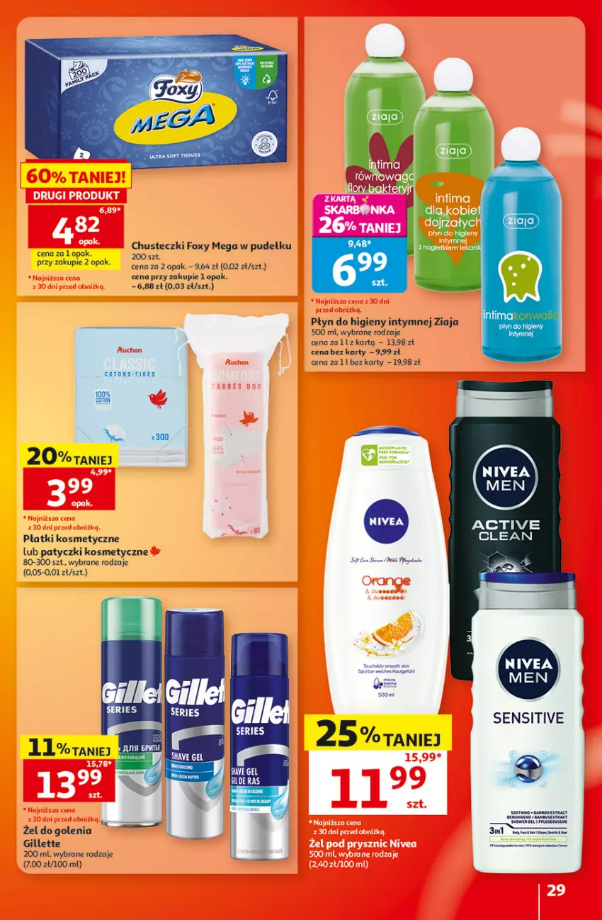 Gazetka promocyjna Auchan - 30 Lat Hipermarket - ważna 01.10 do 07.10.2026 - strona 29 - produkty: Body, Chusteczki, Fa, Foxy, Gillette, Patyczki kosmetyczne, Płatki kosmetyczne, Płyn do higieny intymnej, Pur, Rama, Ziaja