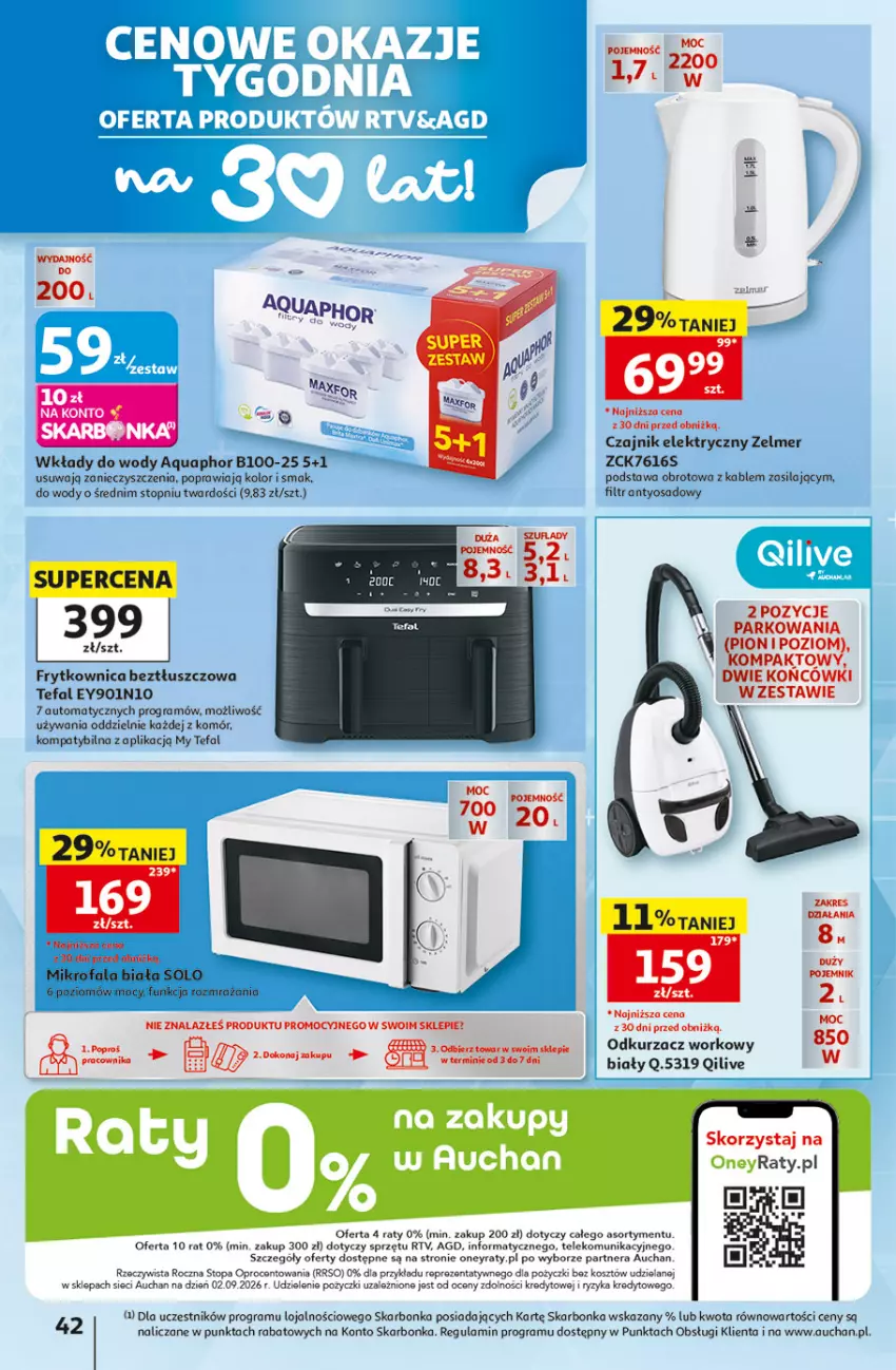 Gazetka promocyjna Auchan - 30 Lat Hipermarket - ważna 01.10 do 07.10.2026 - strona 42 - produkty: Aquaphor, Czajnik, Czajnik elektryczny, Fa, Gra, Kosz, LANA, LEGO, Odkurzacz, Pojemnik, Tefal, Top, Zelmer