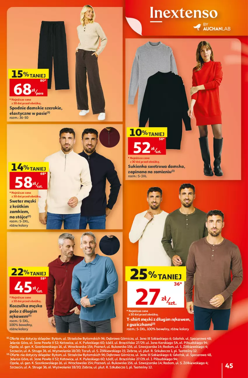 Gazetka promocyjna Auchan - 30 Lat Hipermarket - ważna 01.10 do 07.10.2026 - strona 45 - produkty: Kosz, Koszulka, Spodnie, Sukienka, Sweter