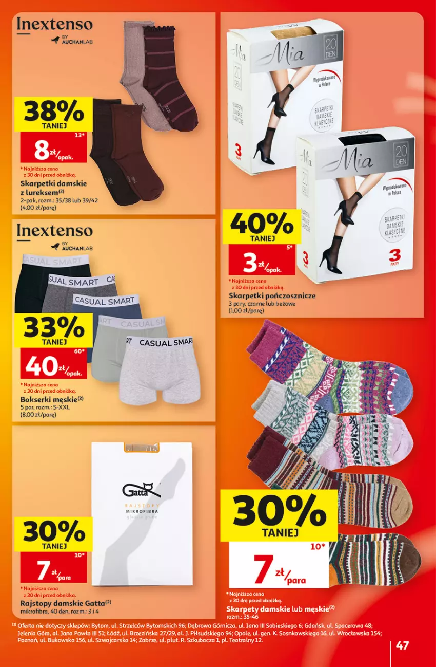 Gazetka promocyjna Auchan - 30 Lat Hipermarket - ważna 01.10 do 07.10.2026 - strona 47 - produkty: Acer, Bokserki, Cars, Gatta, Karp, Rajstopy, Ser, Skarpetki, Sos, Top, Znicz
