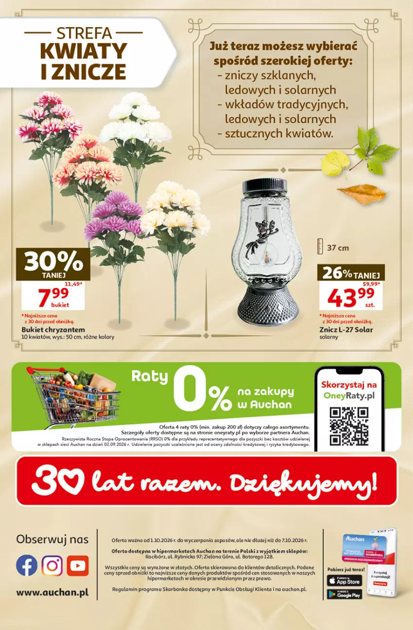 Gazetka promocyjna Auchan - 30 Lat Hipermarket - ważna 01.10 do 07.10.2026 - strona 49 - produkty: Bukiet, Fa, Gra, Tera, Top, Znicz