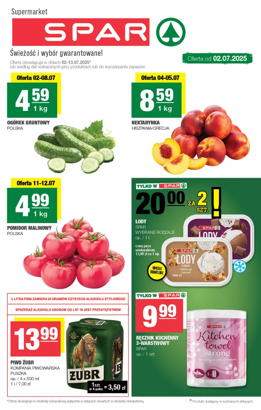 Gazetka promocyjna Spar - Spar - ważna 29.06 do 09.07.2025 - strona 1 - produkty: Grunt, Nektar, Nektarynka, Ogórek, Piwo, Pomidor malinowy