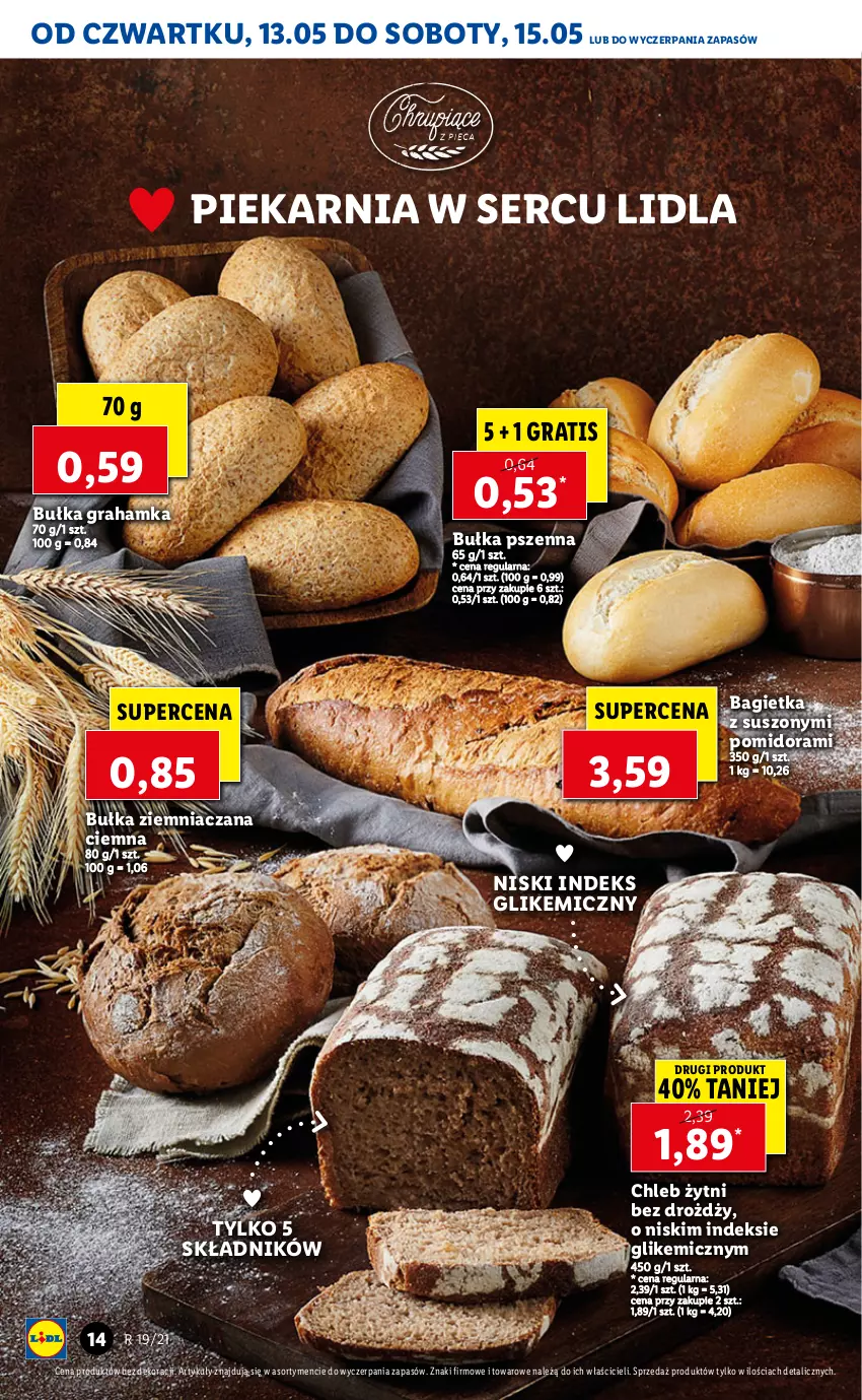 Gazetka promocyjna Lidl - GAZETKA - ważna 13.05 do 15.05.2021 - strona 14 - produkty: Bagietka, Bułka, Bułka grahamka, Chleb, Gra, Ser