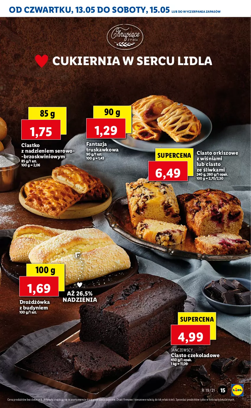 Gazetka promocyjna Lidl - GAZETKA - ważna 13.05 do 15.05.2021 - strona 15 - produkty: Ciasto czekoladowe, Ciasto orkiszowe, Cukier, Fa, Fanta, Ser