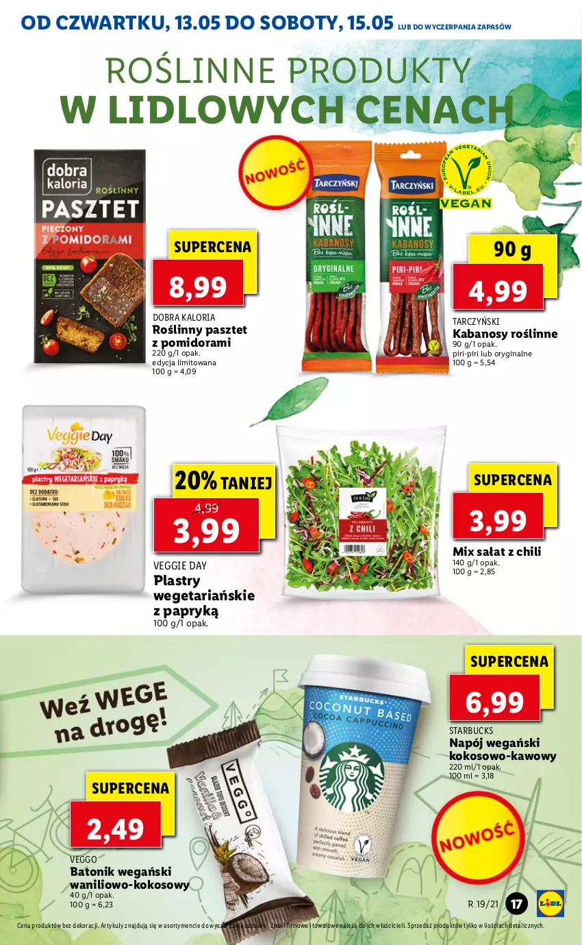 Gazetka promocyjna Lidl - GAZETKA - ważna 13.05 do 15.05.2021 - strona 17 - produkty: Baton, Gin, Kabanos, Kokos, Napój, Pasztet, Sałat, Tarczyński, Tonik