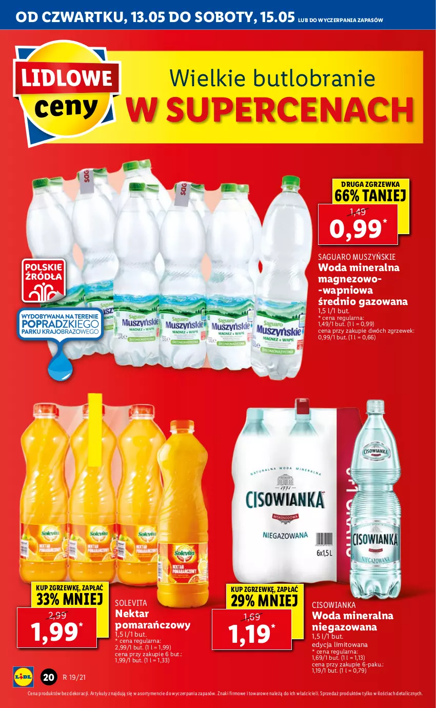 Gazetka promocyjna Lidl - GAZETKA - ważna 13.05 do 15.05.2021 - strona 20 - produkty: Cisowianka, Magnez, Mus, Nektar, Woda, Woda mineralna