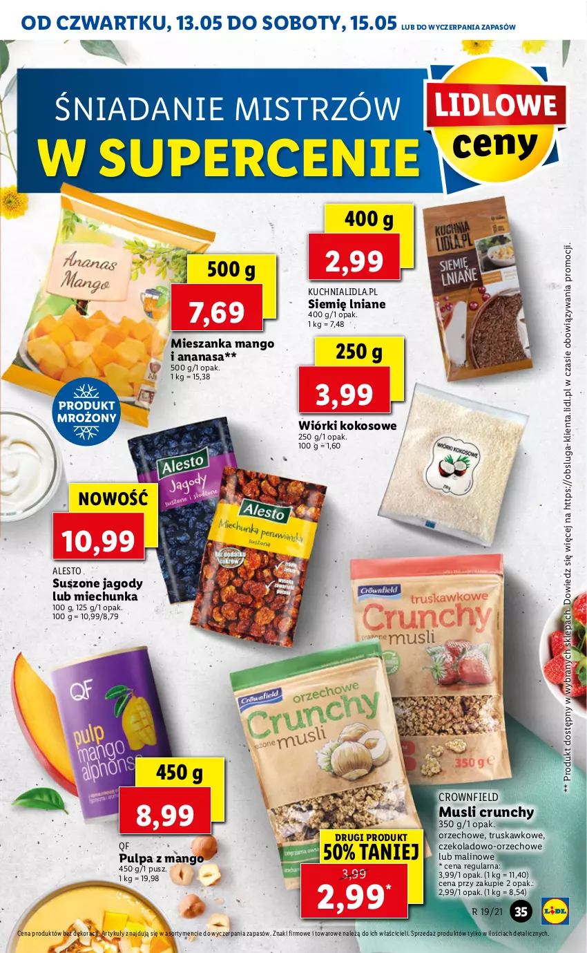 Gazetka promocyjna Lidl - GAZETKA - ważna 13.05 do 15.05.2021 - strona 35 - produkty: Ananas, Jagody, Kokos, Kuchnia, Mango, Mus, Wiórki kokosowe