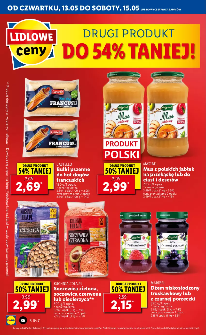 Gazetka promocyjna Lidl - GAZETKA - ważna 13.05 do 15.05.2021 - strona 36 - produkty: Deser, Dżem, Hot dog, Kuchnia, Mus, Por, Ser