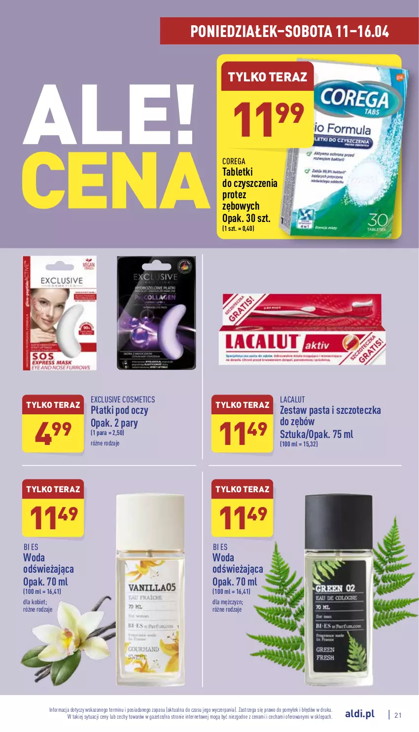 Gazetka promocyjna Aldi - Katalog spożywczy - ważna 11.04 do 16.04.2022 - strona 21 - produkty: Corega, Lacalut, Szczoteczka, Szczoteczka do zębów, Tablet, Tera, Woda