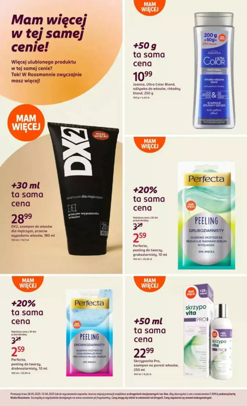 Gazetka promocyjna Rossmann - ważna 28.05 do 03.06.2025 - strona 11 - produkty: Dada, DX2, Joanna, Odżywka, Peeling, Perfecta, Por, Szampon