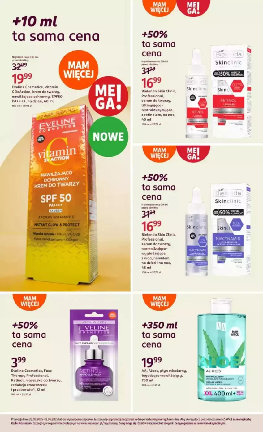 Gazetka promocyjna Rossmann - ważna 28.05 do 03.06.2025 - strona 14 - produkty: Bielenda, Clin, Eveline, Fa, HP, Krem do twarzy, Mars, Rum, Ser, Serum, Serum do twarzy