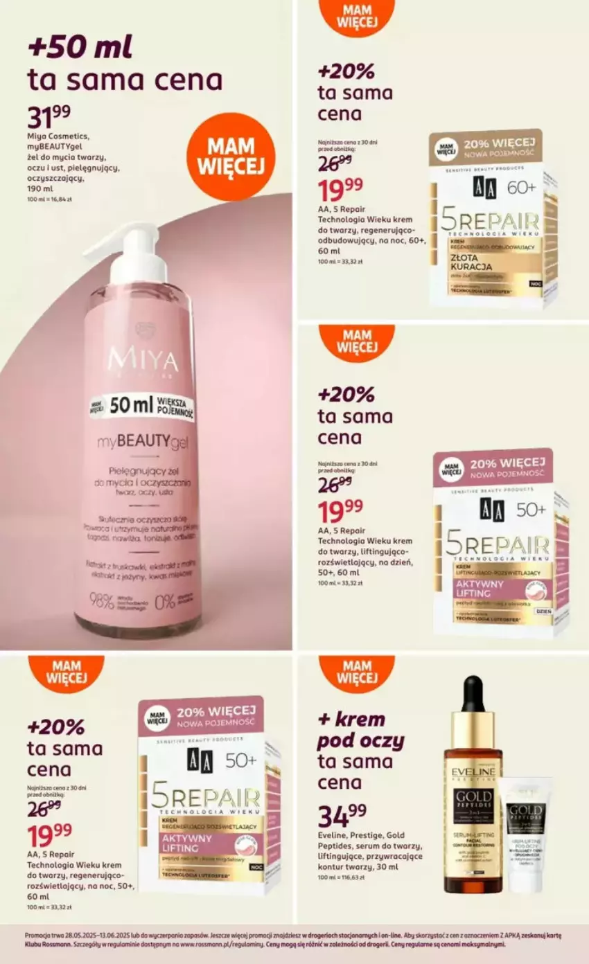 Gazetka promocyjna Rossmann - ważna 28.05 do 03.06.2025 - strona 41 - produkty: Eveline, Krem do twarzy, Krem pod oczy, Miya Cosmetics, Rum, Ser, Serum, Serum do twarzy