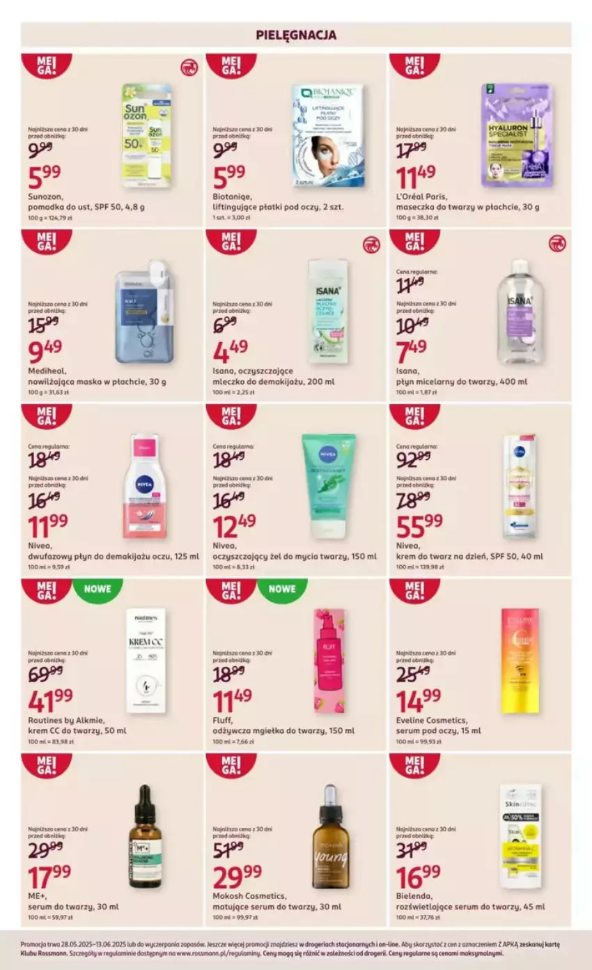 Gazetka promocyjna Rossmann - ważna 28.05 do 03.06.2025 - strona 45 - produkty: Bielenda, Eveline, Fa, Isana, Makijaż, Maska, Mgiełka do twarzy, Mleczko, Nivea, Rum, Ser, Serum, Serum do twarzy, Serum pod oczy, Tera