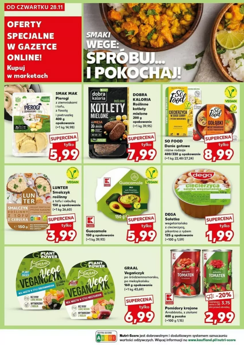 Gazetka promocyjna Kaufland - ważna 02.12 do 04.12.2024 - strona 26 - produkty: Amol, Danie gotowe, Dega, Gra, Graal, Mars, Pierogi, Pomidory, Pomidory krojone, Por, Ryż, Sałat, Sałatka, So Food, Tofu