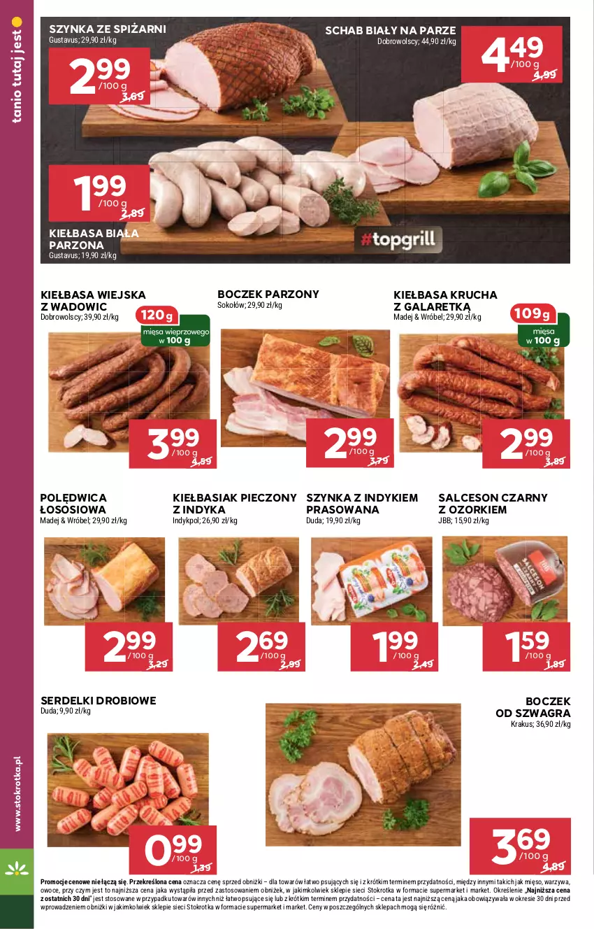 Gazetka promocyjna Stokrotka - Market - ważna 03.07 do 09.07.2025 - strona 10 - produkty: Basia, Boczek, Duda, Gala, Gra, Kiełbasa, Kiełbasa biała, Kiełbasa krucha, Kiełbasa wiejska, Krakus, Mięso, Owoce, Piec, Polędwica, Salceson, Ser, Serdelki, Sok, Sokołów, Sos, Szynka, Warzywa