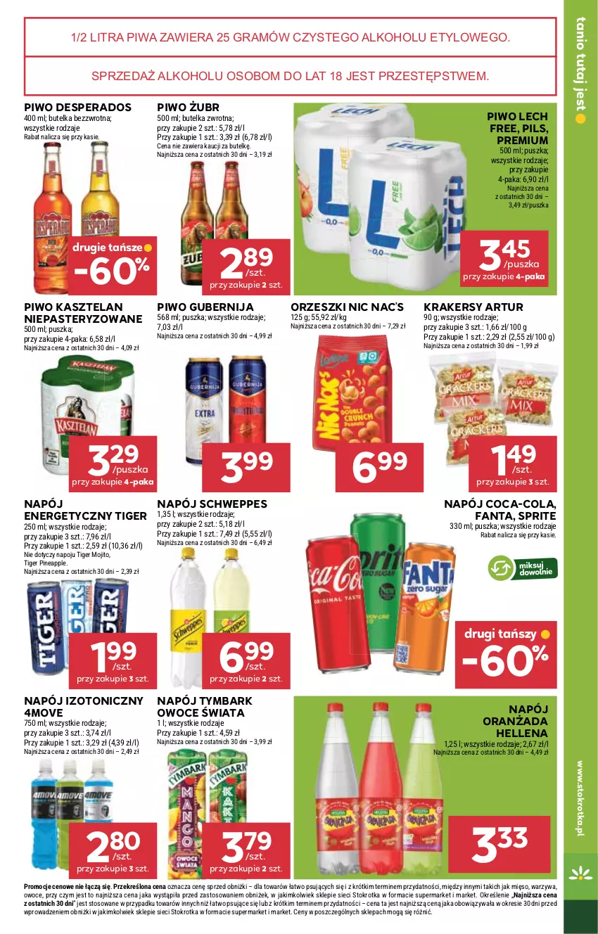 Gazetka promocyjna Stokrotka - Market - ważna 03.07 do 09.07.2025 - strona 17 - produkty: Artur, Coca-Cola, Desperados, Fa, Fanta, Gra, Hellena, Kasztelan, Krakersy, Mięso, Napój, Napój energetyczny, Napój izotoniczny, Oranżada, Orzeszki, Owoce, Piwa, Piwo, Schweppes, Sprite, Tiger, Tymbark, Warzywa