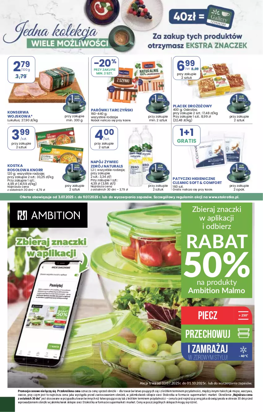Gazetka promocyjna Stokrotka - Market - ważna 03.07 do 09.07.2025 - strona 18 - produkty: Ambition, Cleanic, Gra, Knorr, Malm, Mięso, Napój, Owoce, Parówki, Piec, Ser, Tarczyński, Warzywa