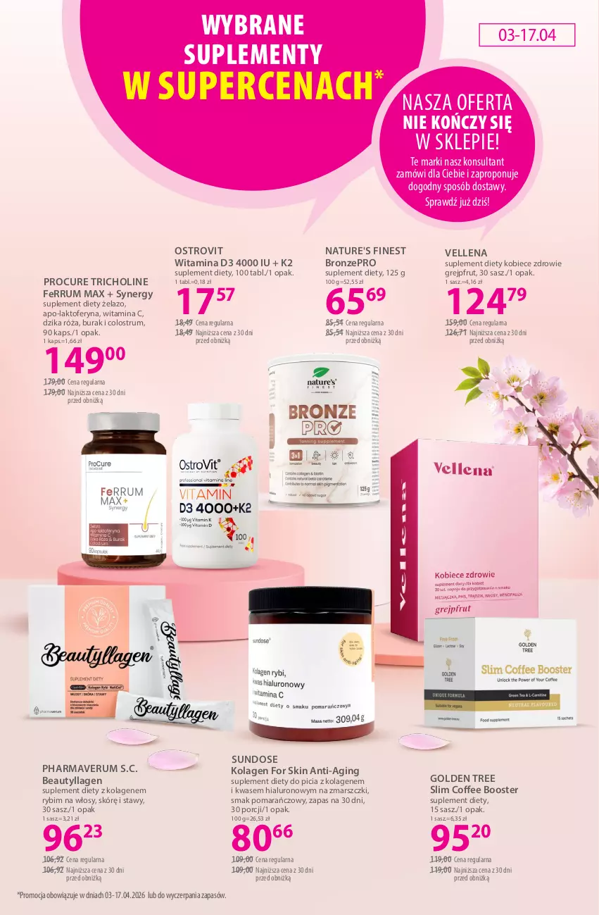 Gazetka promocyjna Hebe - Gazetka - ważna 03.04 do 17.04.2026 - strona 17 - produkty: Booster, Dzika róża, Gin, Grejpfrut, K2, Kolagen, Mars, Por, Róża, Rum, Suplement diety, Zdrowie